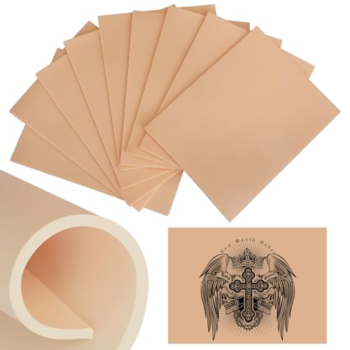 3mm Tattoo Practice Skins - 10-Pack Professional Thick Silicone Sheets (6x8) - Realistic Tattoo Skin for Training Perfect for Beginners & Artists - Durable Fake Skin for Machine Practice