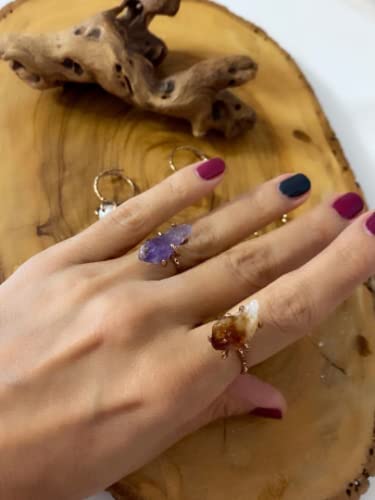 Live Gems | New Statement Raw Citrine Ring For Women, Crystal Jewelry, Crystal Ring, Raw Gemstone Ring, Unique Engagement Ring Healing Crystal #TOP3