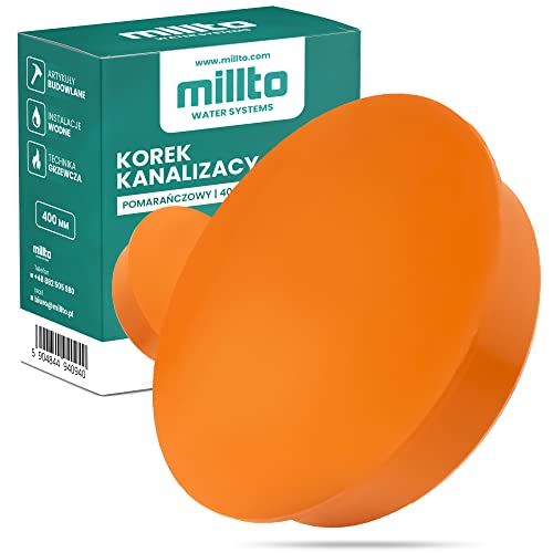Millto Tapón de tubo HT KG de diámetro DN 400 mm, color naranja, tapón de desagüe de plástico, tapón de plástico PVC PP conexión pieza de conexión tapa
