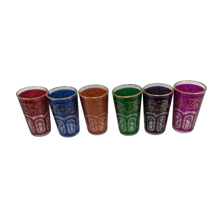 Kenta Artesanias   Juego de 6 Vasos de Té Marroquíes de Vidrio Reutilizable