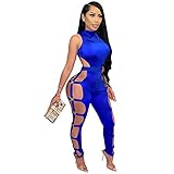 ThusFar Womens Sexy One Piece Jumpsuits - Sleeveless Backless Cut Out Bodycon Jumpsuits Party...