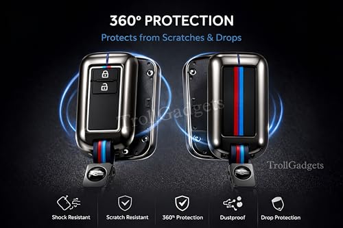 Image of Trollgadgets Premium Metal Car Key Cover for Maruti Suzuki & Toyota Smart Key | Compatible with Baleno, Swift, Dzire, Brezza, Fronx, Grand Vitara, XL6, Ertiga, Celerio, Ignis, Glanza, Hyryder, Rumion