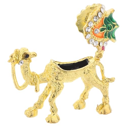 FUTUREORYY Joyero Étnico Bisagras en Forma de Camello Amarillo, Caja Decorativa para Almacenar Collares y Anillos, Caja de Baratijas Incrustaciones de Gemas Adecuado para Decoración