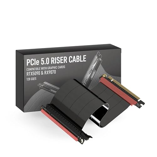 Image of LINKUP PCIE 5.0 Riser Cable | for Vertical GPU Mount | ITX Single Reverse | Graphics Card GPU Ready | Usable with PCIe 4.0 & RX9070 / RTX5090 | 40cm (Total Length: 44.5cm)