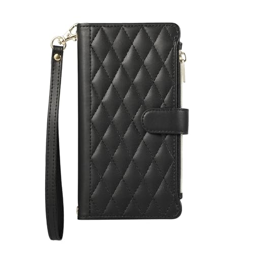 Étui iPhone 15 Plus noir pour résoudre le manque de place avec fentes cartes et zip