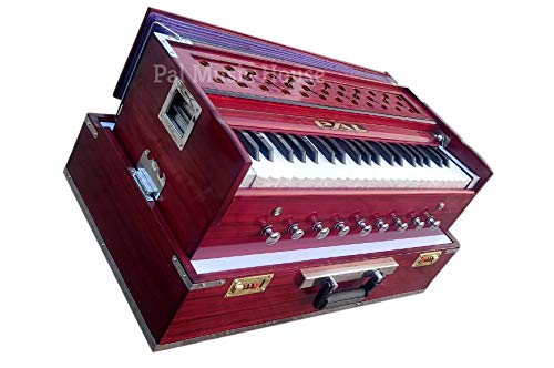 Image of PAL MUSIC HOUSE Folding Harmonium with 42-Keys, 9 Stopper,7 Bellow, Two Reed(Bass-Male), 3.5 Octave, Coupler, Chudidaar with Free Paaded Carry Bag
