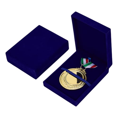 FINGERINSPIRE - Caja de almacenamiento para expositor de medallas, color azul y noche, caja de terciopelo para medallas de corredores deportivos