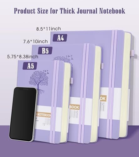 Image of Lined Journal Notebook -365 Pages A5 Thick Journals for Writing Ruled Notebook, Pink Hardcover Leather Journals for Women Men, Daily Journal Notebook for Work, Note Taking ( 5.75'' X 8.38'' Purple)