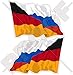 DEUTSCHLAND-RUSSLAND Deutsch-Russisch Wehende Flagge 75mm Auto & Motorrad Aufkleber, x2 Vinyl Stickers (Links - Rechts)