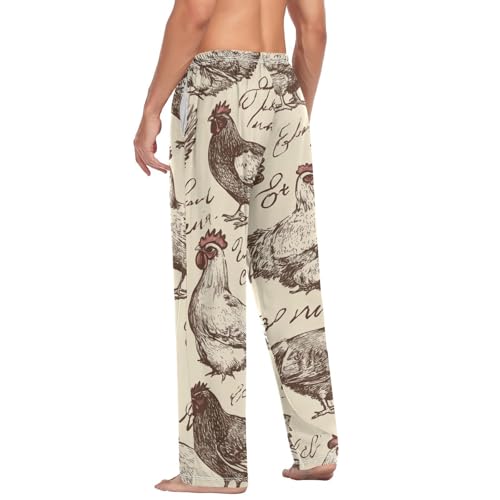 Cock Pattern Pajama Pants for Men Comfort Sleep Lounge Bottoms Straight-fit with Pockets S-XXL4