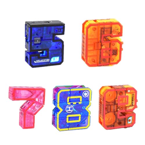 Tanxemery Robot Trasformatori Di Numeri, 5-9 Numero Giocattoli Trasformatori Per Regalo Di Compleanno, Di Costruzione, Giocattoli Intellettuali Per Bambini, Robot Educativi 3-6 Anni