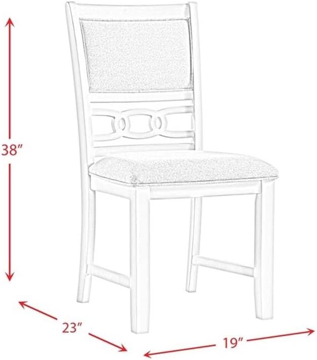 BOWERY HILL Mid-Century Standard Height Side Chairs, Walnut Finish with Gray Upholstered Seat and Back, Chain Link Design, Set of 2, Transitional Style Dining Room Furniture