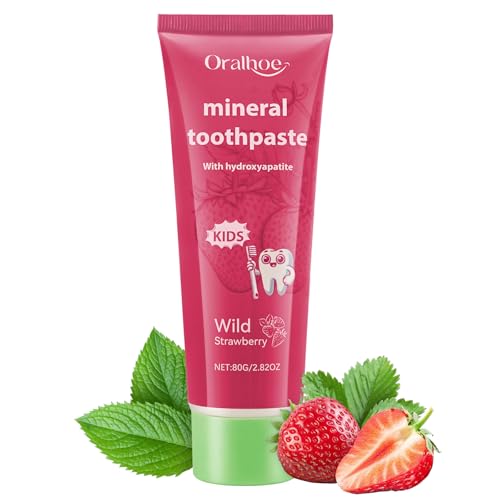 OFFCUP Pasta de Dientes, Repair Pasta Dental, Pasta de Dientes Blanqueadora para Dientes Sensibles, 80g Protege el Esmalte Elimina Manchas Superficiales Apto para Niños (Sabor a Fresa)