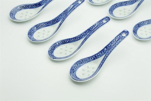 Syndecho Blue and White Porcelain Ceramic Chinese Soup Spoons,Set of 8,Christmas Gift