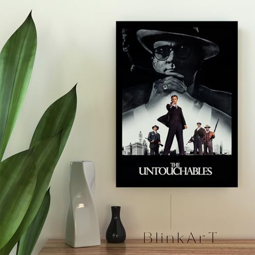 Image of BLINKART Tthe Untouchables (1987) Movie Poster Frame 8x12 Inch | Premium 300 GSM Paper Wall Print | Vintage Film Artwork for Home, Bedroom, Living Room, Office | Framed Photo Decor