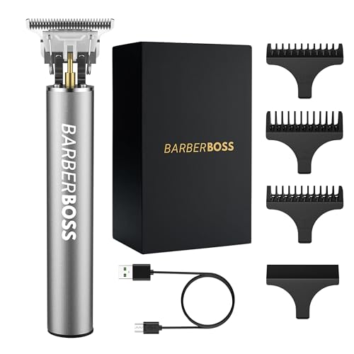 BarberBoss Recortadora de barba y cabello recargable para hombres: afeitadora de precisión para barba incipiente y facial, recortadoras faciales, recortadora de barba recargable para hombres