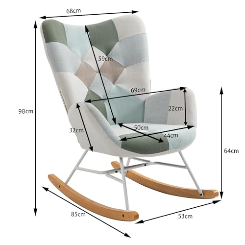 MEUBLE Cosy XXL-Sessel im skandinavischen Design Großer Polstersessel aus Stoff Patchwork mit Hoher Rückenlehne und Armlehnen