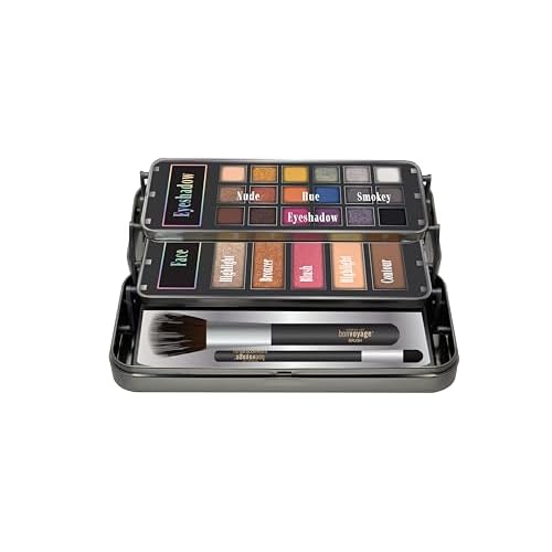 bonvoyage, 26-Piece Makeup Kit with Eyeshadows, Face Makeup and Brushes, Includes Bronzer, Blush and Highlighter, Portable and Lightweight Case with Mirror, Hello Beautiful