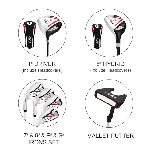 Image of KVV Men Complete Golf Clubs Set, 7 /11 Piece Full Golf Club Set with /Without Stand Bag, Right & Left Handed All Golf Clubs for Men Beginner