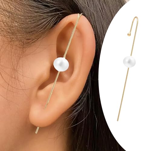 Gold Silver Ear Cuffs Set Ear Cuff Earrings for Women Pierced Pearl Rhinestone Lightning Bolt Snowflake Butterfly Ear Crawler Earrings Fashion Ear Jewelry for Women2