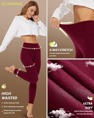 Image of CAMPSNAIL Fleece Lined Leggings Women - Thick Winter Thermal Warm Pants