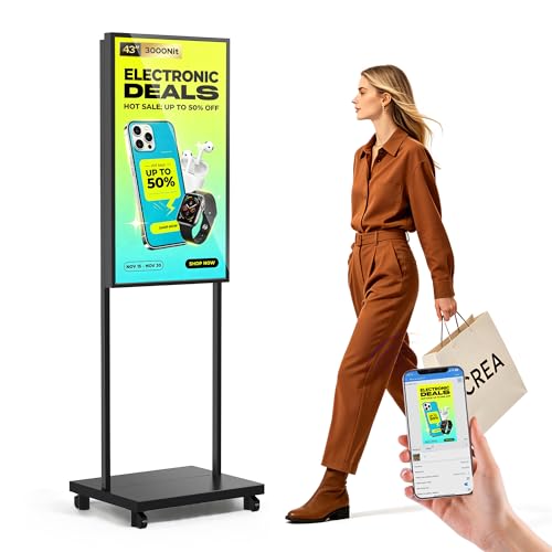 Image of 43 Inch Digital Signage Display, 3000 Nits Ultra Bright LCD Advertising Screen, Android 14 Mobile App Control & CMS with USB /HDMI /WiFi for Retail Restaurant Hotel