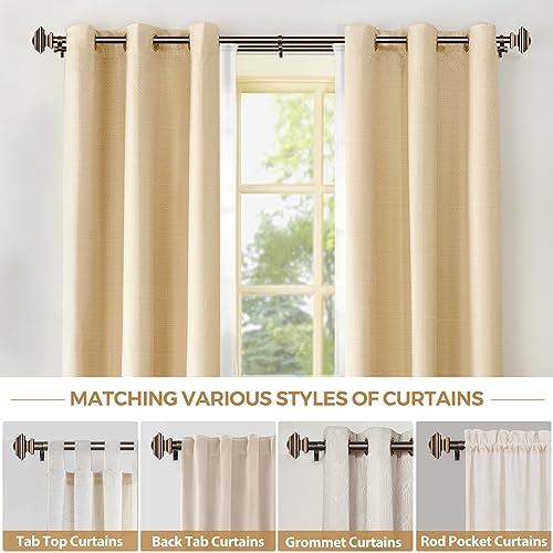 KAMANINA 1 Inch Double Curtain Rods 72 to 144 Inches (6-12 Feet) Telescoping Drapery Rod for Windows 69 to 140 Inches, Vintage Square Finials, Bronze - Image 6
