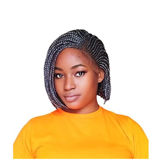 Zuma Wigs Braided Wig Bob Braid Wig for Black Women | Synthetic Lace Closure Short Box Braids with Baby Hair Cornrow Lightweight Natural Looking (GREY/BLACK)