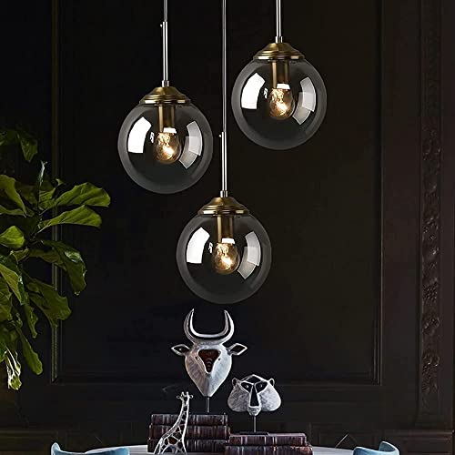 Lámpara de techo industrial vintage de cristal con 3 luces para comedor 2