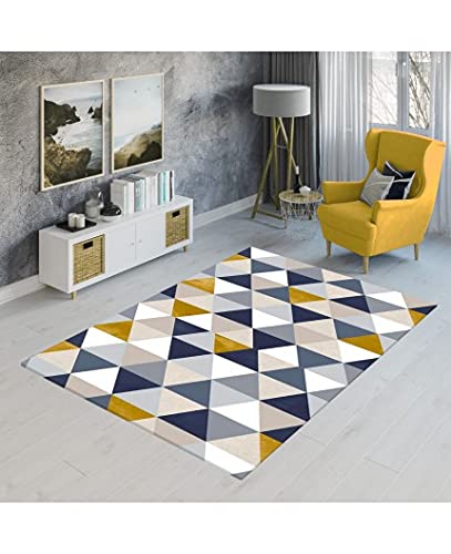 MANI TEXTILE TPS_TREN_TRIAN_80 Teppich, Polyester, Blau, Gelb, X_150_cm - Image 4