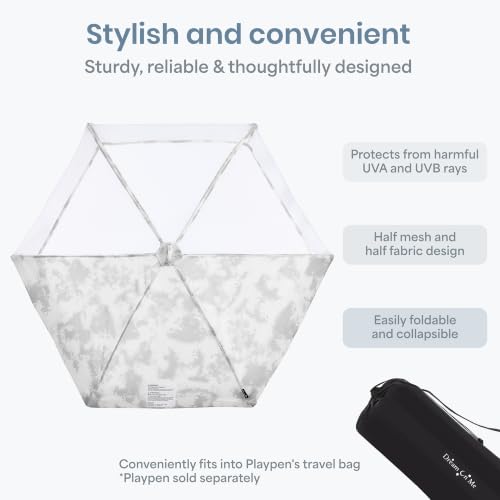 Image of Dream On Me Onyx Playpen Canopy Top, Sun Shade that Blocks Up to 98% UVA /UVB Rays, Breathable Mesh, Removable Tent Top Accessory for Onyx Playpen, Storm Grey