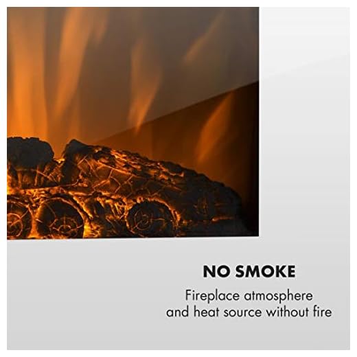 Klarstein Lausanne Vertical - Chimenea eléctrica, Chimenea electrónica, Función calefactora, 1000 o 2000 W de Potencia, Vidrio, Llama simulada, Montada en la Pared, Mando a Distancia, Blanco