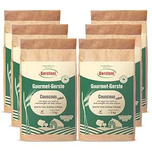 Gerstoni Gersten Couscous 6 x 1kg - weizenfrei, ballaststoffreiches Powerfood mit 5% Gersten-Beta-Glucan - nachhaltig aus regionalem Anbau
