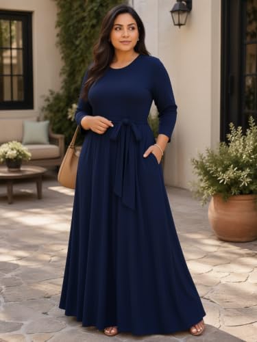 Image of Casual Maxi Dress for Women 3 /4 Sleeve with Pockets