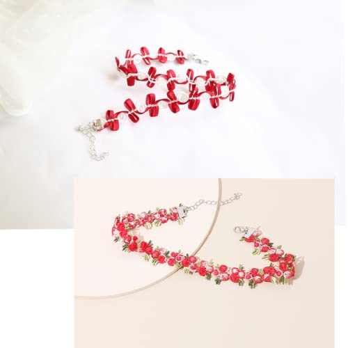 Palotay 8Pcs Colorful Choker Necklace Set For Women Daisy Choker Necklace Velvet Choker Necklaces Lace Choker Collar Necklaces Gothic Lace Collar Classic Choker Flower Choker Gifts For Girls-Flower1 #TOP3