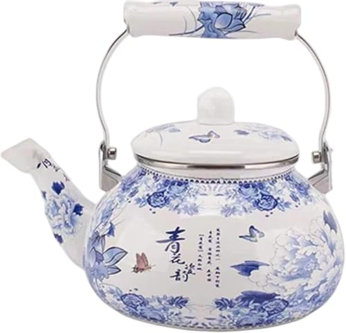 Zdaqian 茶ポットエナメル おしゃれ カラフル ホーロー急須 、冷やかん、沸騰、湯沸かしポット、ミルクティー、電磁調理器お茶 やかん おしゃれ 花柄 湯沸かし ティーポット 大容量 かわいい 広口 ケトル 軽量 調理器具和風 家族用 ガスコンロ IH