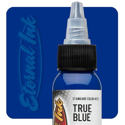 Eternal Ink True Blue 1 oz - Primary Solid Blue Tattoo Ink, Vibrant, Saturated, Easy to Mix - Classic Neutral for Artists - Vegan and Sterile for Professional Tattoo Artists and Beginners