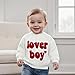 Lesimsam Toddler Baby Boy Valentine's Day Outfit Letter Embroidery Knit Sweater Long Sleeve Knitted Pullover Sweatshirt Top (A-White, 18-24 Months)