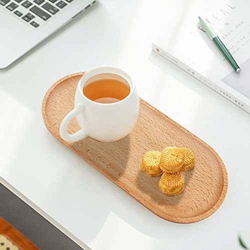 Stickerboy Oval Wood Tray 23x10cm Wooden Serving Platter Wooden Dessert Tray Snack Fruit Decorative Tray for Home Decoration, Dessert, Biscuit, Bread