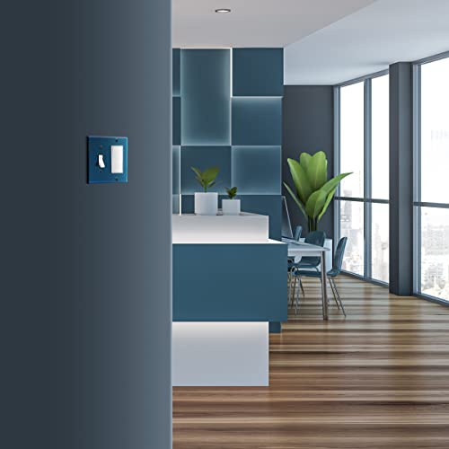 Image of ENERLITES Combination Toggle Switch and Decorator Receptacle Metal Wall Plate, Corrosion-Resistant, Stainless Steel 201, Standard Size 2-Gang 4.50 inch x 4.57 inch, UL Listed, 771131-PBL, Polished Blue