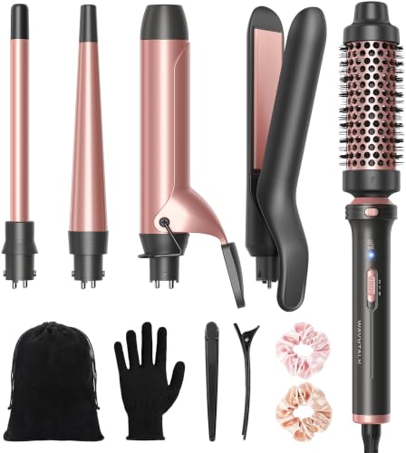Wavytalk 5 in 1 Curling Iron with Thermal Brush,Flat Iron,Versatile Styling