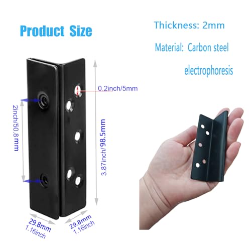 MEICOCO Bed Frame Bed Post Double Hook Slot Bracket - Set of 4 (4, Black)