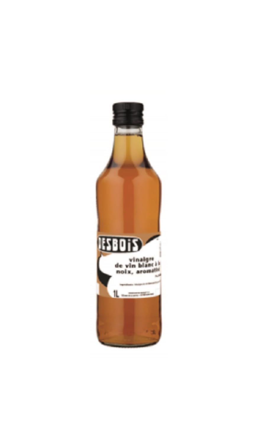 DESBOIS Vinaigre de Vin Blanc à la Noix Aromatisé 7% d’Acidité 1L/Bouteilel - Livraison Gratuite France (2 bouteilles)