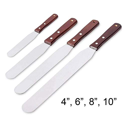 Acronde 4PCS Straight Cake Icing Spatula Set 4” 6” 8” 10” Professional Stainless