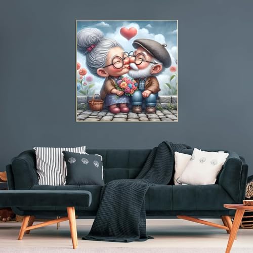 Image of Grandparents Stamped Cross Stitch Kits for Beginners Adults, Dimensions Needlepoint Art Crafts,Counted Cross Stitch Kits Embroidery Kits for Beginners Adults for Home Decor 13.8X13.8inch