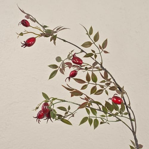 artplants.de Kunststoff Heckenrosen Zweig VARDALIA, rot, 95cm