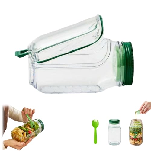 Salad Pod, Vertical Layering Salad Pod Built-In Bowl Design, Fresh Salads Bowl, Leak Proof Sauce Dressing Case, Portable Fresh-Keeping Salad Container for Lunch, Fruits & Vegetables (1Pc)