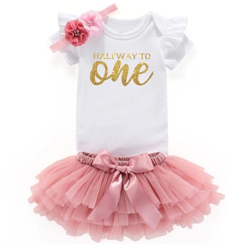 shlrzy Half Way To One half Birthday Baby Girl'S Clothing Set 6 Month Birthday Outfit Girl