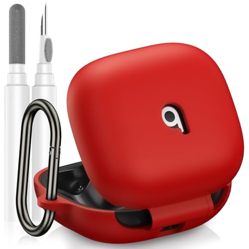 LDSXAY Compatible with Beats Powerbeats Pro 2 Case Cover Soft Silicone Shockproof Protective Skin Case for Beats Powerbeats Pro 2 2025 with Cleaner Kit & Carabiner Top Logo Visible (Red)