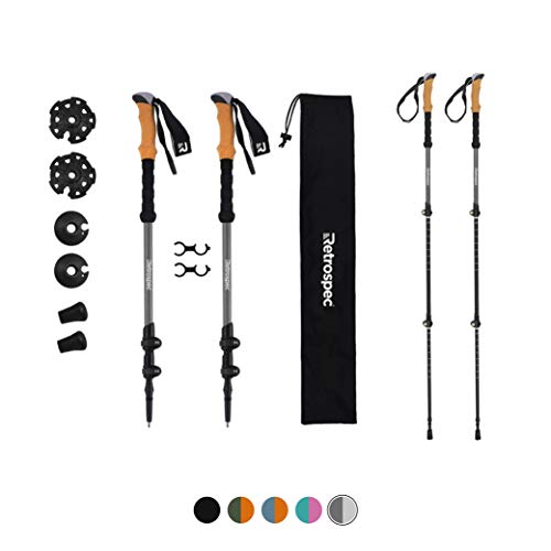 Retrospec High Point Trekking Poles Aluminum 6061 with Cork Grip - Adjustable Lightweight